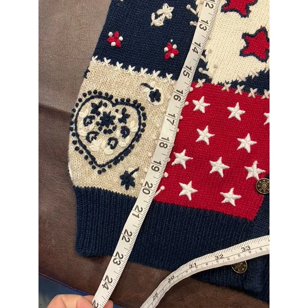 Vintage Christopher Banks Womens Small Knit Sweater Vest Embroidered Americana‎ - Image 10