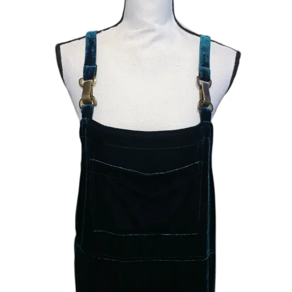 Sag Harbor Velvet Overall Jumper Dress Dark Green Vintage - Image 2