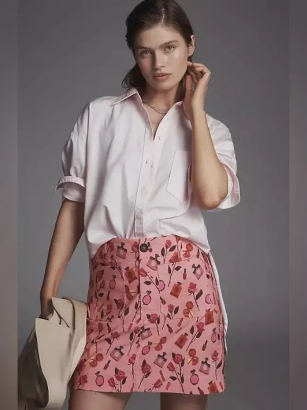 Anthropologie Maeve The‎ Anisa Makhoul Colette Mini Skirt Pink Rose Size Small - Image 4