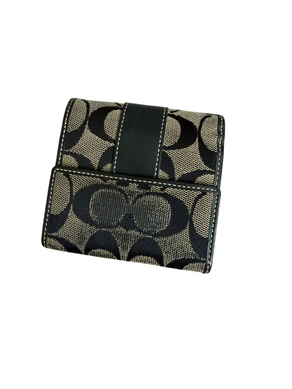 COACH Vintage Black Logo Snap Wallet Card Case - Image 4