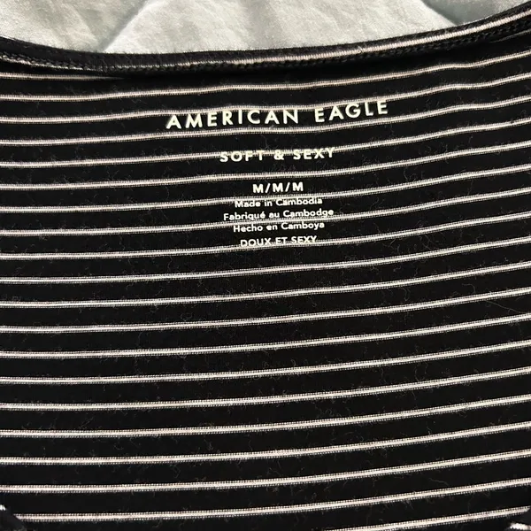 American Eagle Outfitters Black and White Striped Tee - Image 2