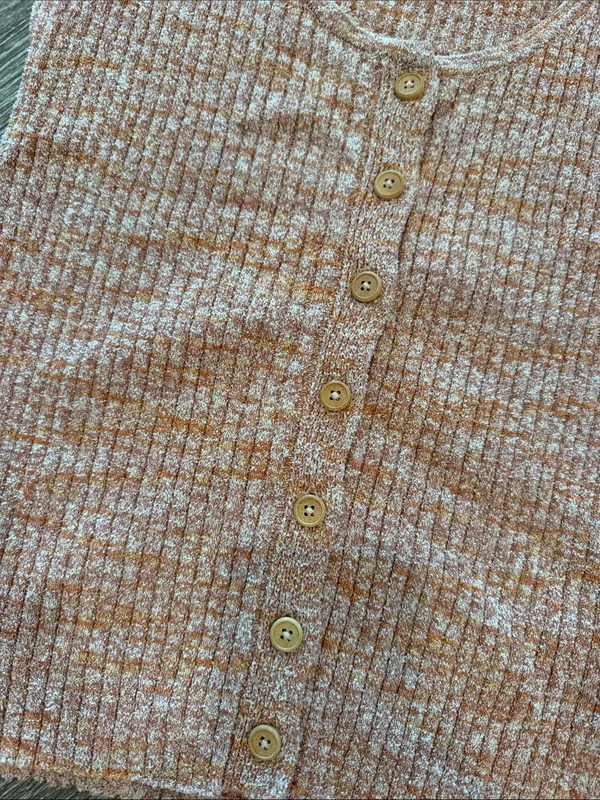 Madewell Marled Shaw Button-Front Sweater Tee Orange tiger medium - Image 4