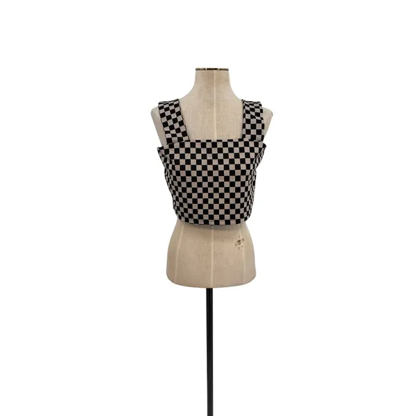 Dressed in Lala Checkerboard Crop Tank Top Black White NWT Size Large‎ - Image 3