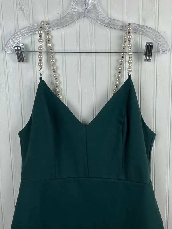 NEW Lulus She's Extra Emerald Green Pearl Strap Bodycon Mini Dress Size Large - Image 6