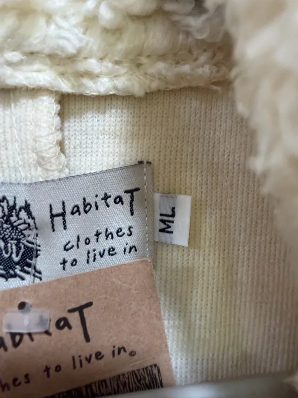 Habitat Cream Sherpa Teddy Fleece Button Front Vest Made in USA Size M/L - Image 6