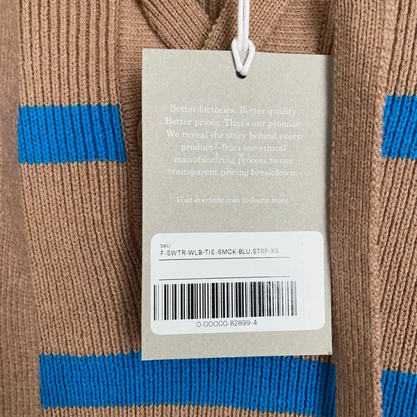 NWT Everlane Lace Up Wool Cotton Striped Sweater - Image 3