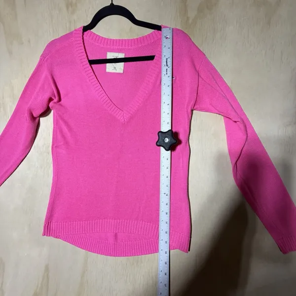 Hollister Pink V Neck Sweater Women's‎ XS Long Sleeve Knit Preppy Y2K Casual - Image 5