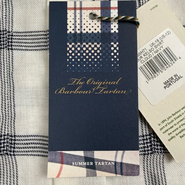 Barbour Summer Tartan Kelso Shirt Womens 12 Cloud/Blue Plaid Cotton British Prep - Image 9
