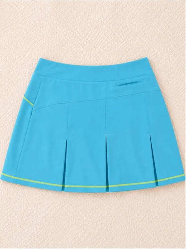 Adidas Aqua Blue Tennis Skort‎ Skirt Shorts Women’s Small Neon Trim Pockets - Image 2
