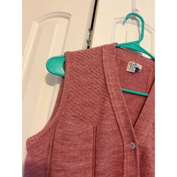 Vintage Azure Vest Womens Button Up Sleeveless Knit Top Pink‎ Casual Grandma - Image 4