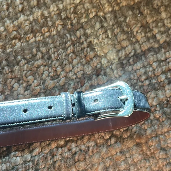 Coach Black Genuine Leather Silver Hardware Clasp Belt - Image 6