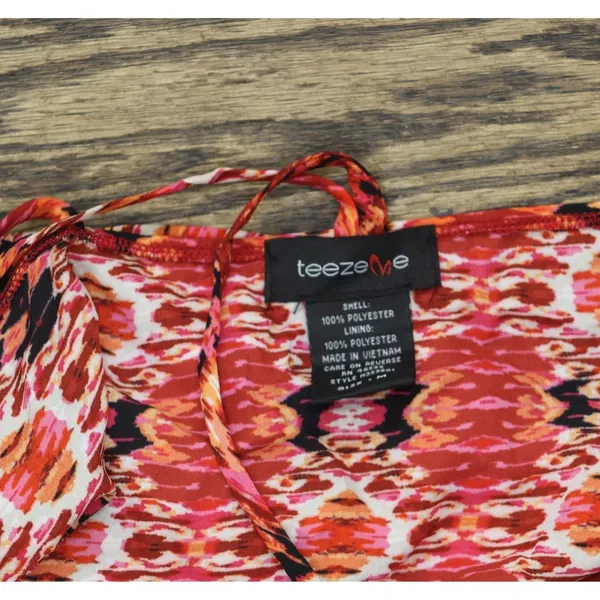 NWT Teeze Me Juniors Printed Handkerchief-Hem Shift Dress Red Paisley M - Image 6