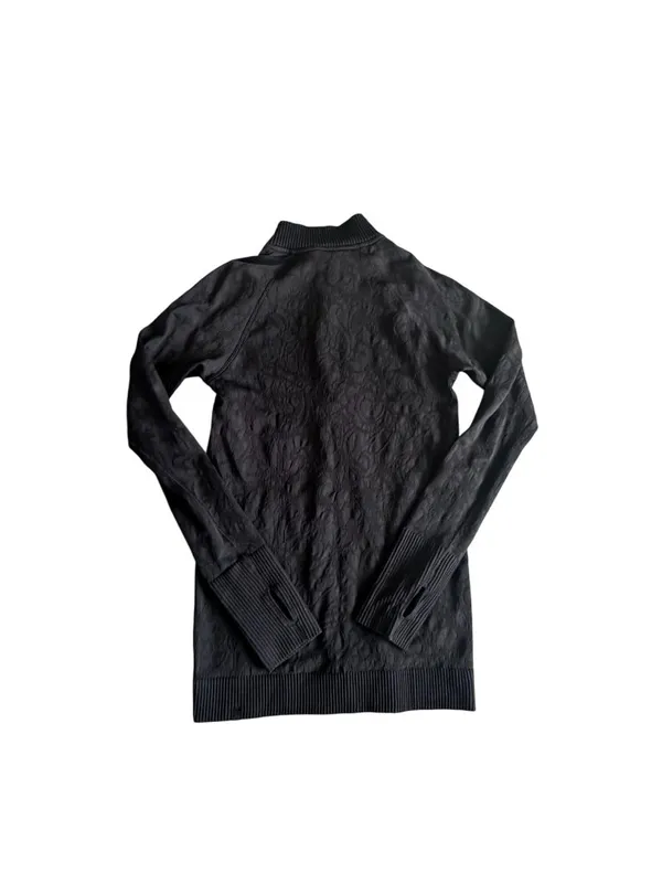 LULULEMON Womens Black Seamless Floral Zip Size 8 - Image 4