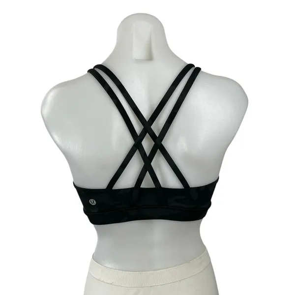 Lululemon Black Cross Back Scoop Neck Workout Athletic Sports Bra Crop Top Sz S - Image 3