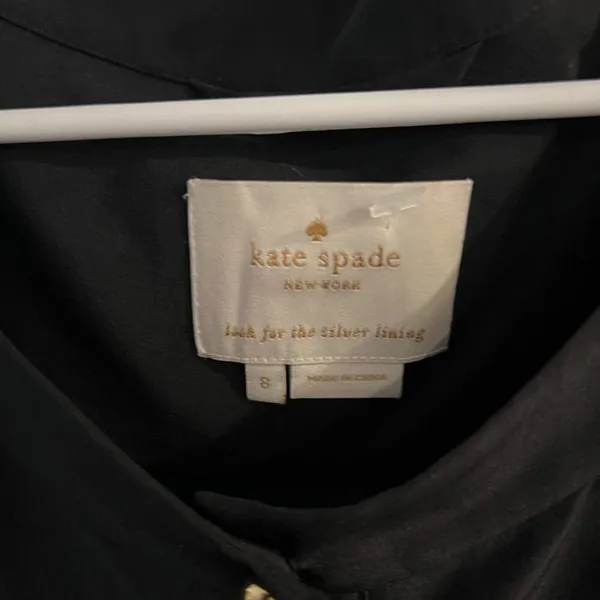 Kate Spade 100% Silk Colorblock Black Blue Popover Shift Career‎ Dress size 8 - Image 13