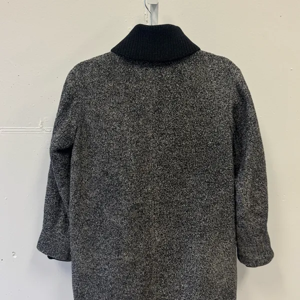 Vince Shawl Collar Asymmetrical Zip Wool Blend Lambskin‎ Trim Tweed Ines Coat XS - Image 10