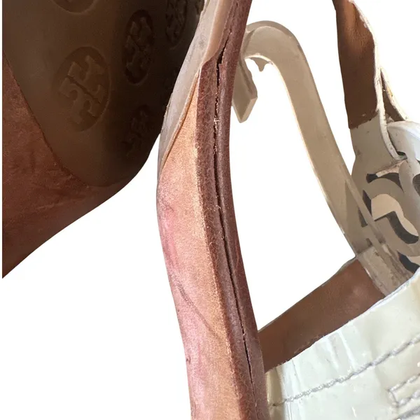 Tory‎ Burch Holly White Patent Double T Kitten Heel Slingback Sandals 9.5 - Image 10