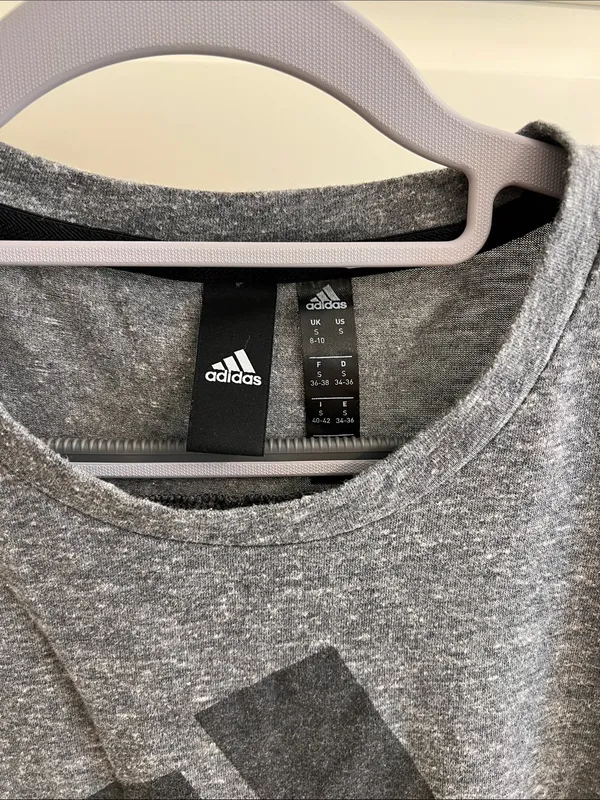 adidas Grey Crewneck Tee with Black Logo - Image 2