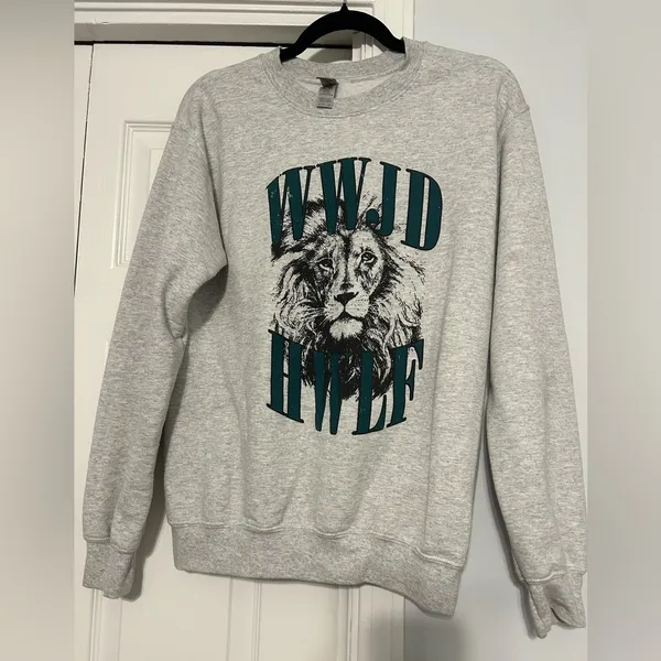 WWJD HWLF vintage lion ash crewneck sweatshirt pullover - Image 2