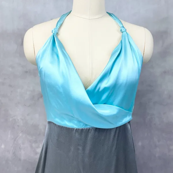 Y2K ANKA New York Dress Halter Size Medium Silk Glam Party Femme Club HOCO‎ - Image 4