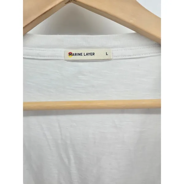 Marine Layer T-Shirt Womens L V-Neck White Supima Cotton Modal EUC - Image 2