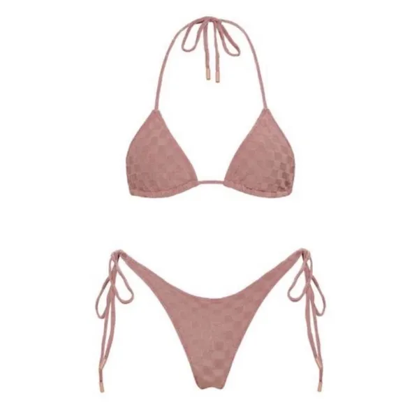 Triangl Vinca Deia Bikini Swimsuit Set Mauve Checkered texture Size XL/M - Image 3
