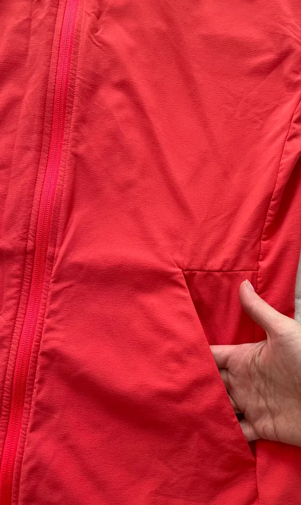 Orange Coral Hooded Full Zip Lined Pockets Logo Windbreaker, size M - Image 5