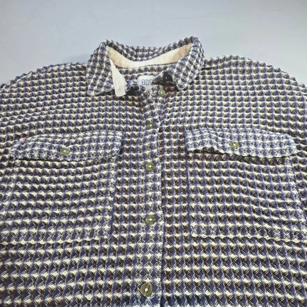 BDG Blue Beige Waffle Knit Oversized Button Down Shirt Sz SMALL Street Casual - Image 4