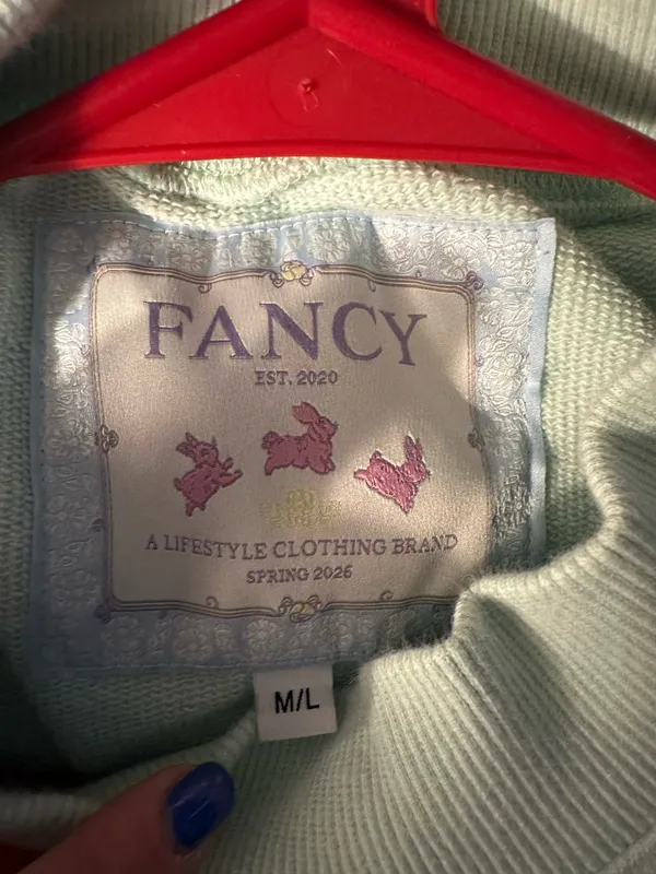 FANCY OVERSIZED TERRY GINGHAM MOCKNECK - ROBIN - Image 3