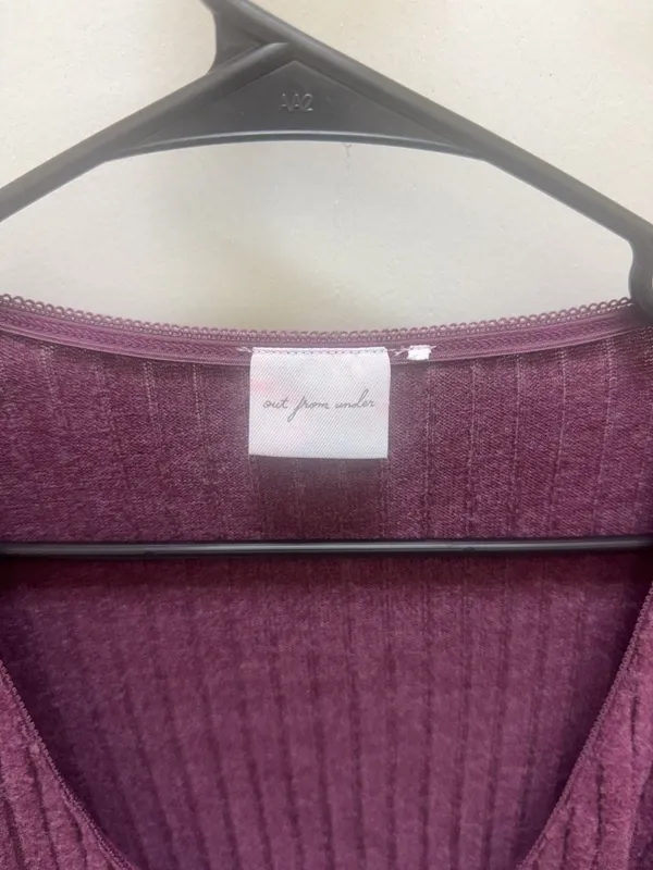 Out From Under Purple Ribbed Long Sleeve Wrap Top - Image 2