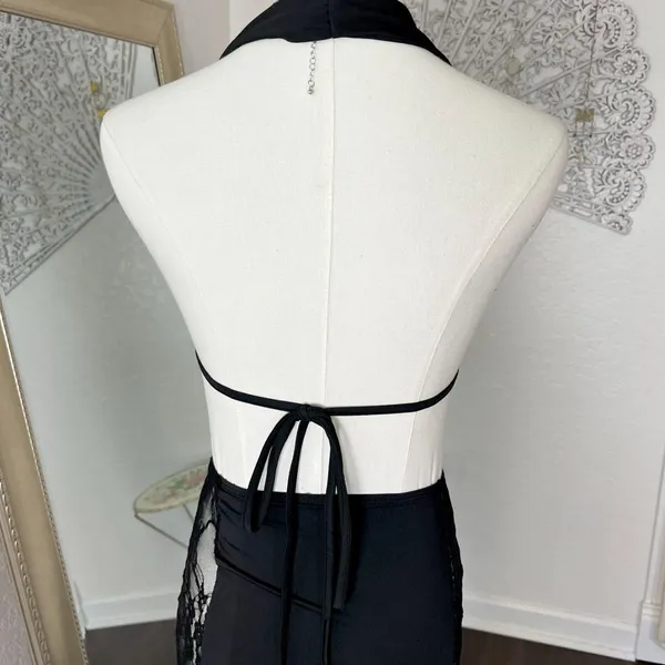 Sexy Sultry Black Lace Sheer Cutout Bodycon Evening Going Out Dress S - Image 6