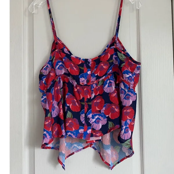 CAD Floral Handkerchief‎ Hem Camisole Top Red Blue Purple XL GUC - Image 8