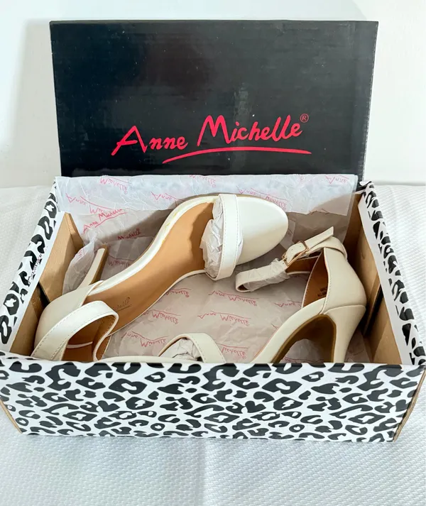 Anne Michelle White Open Toe Stiletto Heels - Image 9