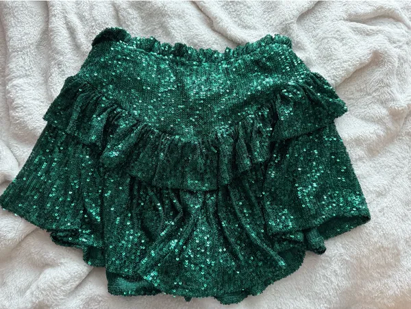 SOLD Sequin Green Skirt Size XS - Image 2