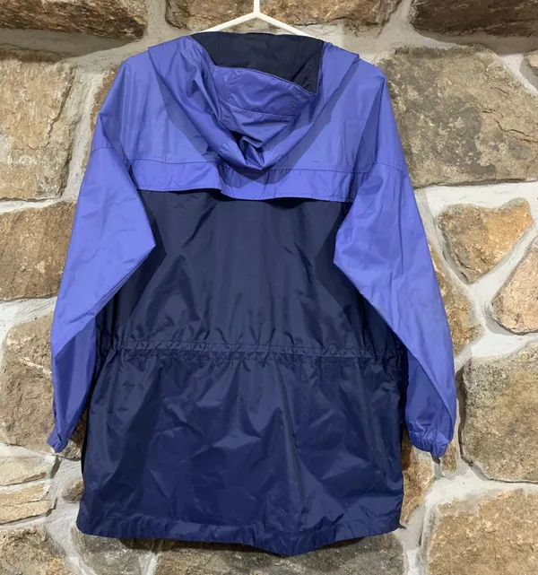 Columbia Vintage Purple Long Thin Lightweight Windbreaker Jacket w/ Logo Spellout Patch - Image 5