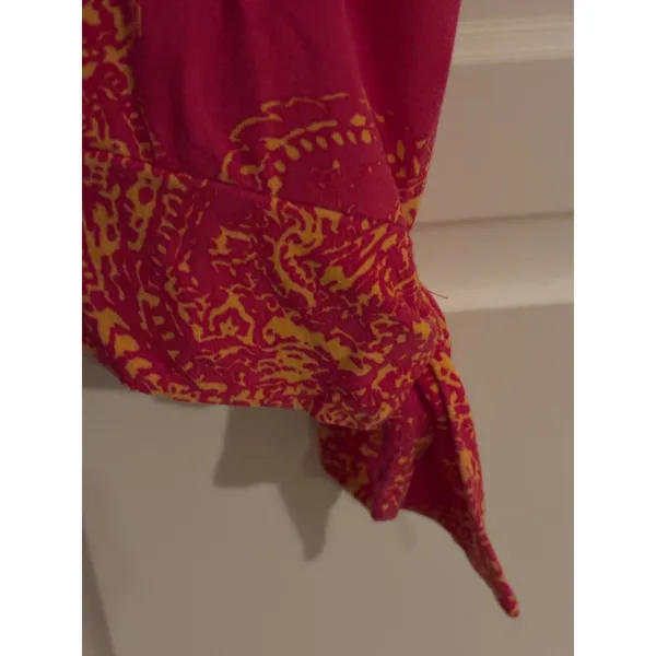 Chicos Pink‎ Orange Paisley Print Boat Neck Side Tie 3/4 Sleeve Top - Image 2