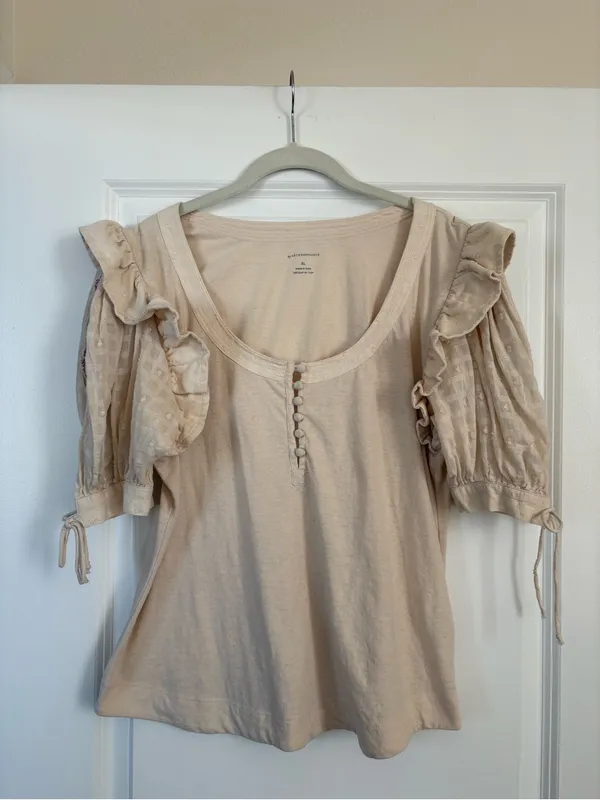 Anthropologie Embroidered Puff-Sleeve Top Size XL - Image 5