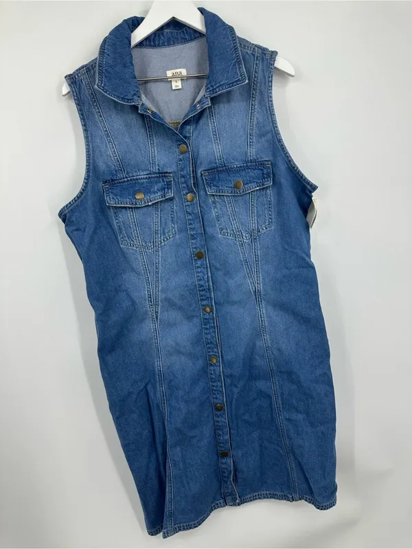 A New Approach Denim Mini Button Up Dress Size XL Boho Western - Image 5