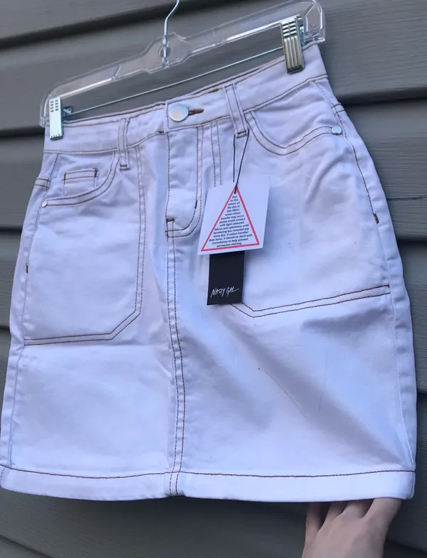 Nasty Gal White Denim Mini Skirt - Image 3