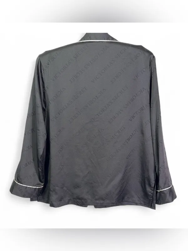 Victoria Secret Women’s Signature Satin Jacquard Black Pajama Set Size M Short - Image 11