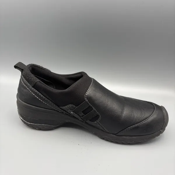 JBU Endeavor Shoes Womens Size 7 Black Leather Slip on Loafer Comfort Basic Clog - Image 4