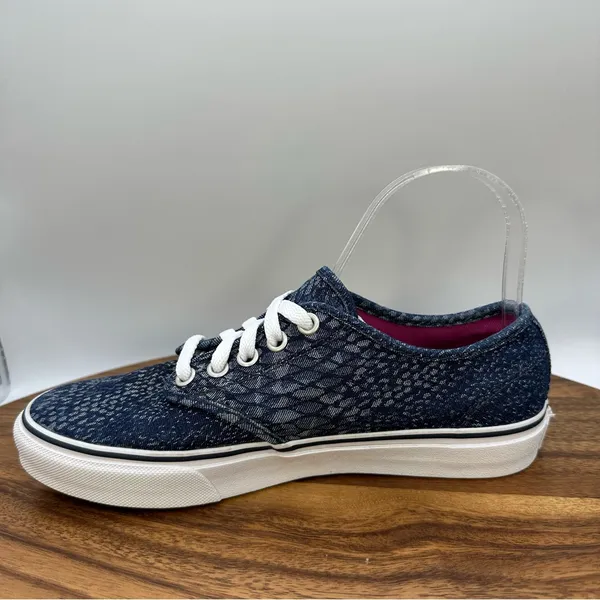 Vans Low Top‎ Lace Up Shoes Sneakers Denim Snake Print Skater Casual Women's 6.5 - Image 6