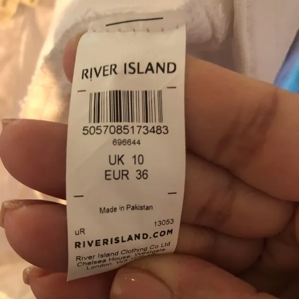 River Island White High‎ Waist Denim Shorts - Image 6