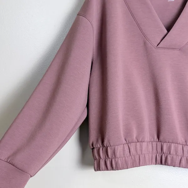 Old Navy Active Sweatshirt Women XL Mauve Fleece Relaxed Pastel Layer Gym Fall - Image 5