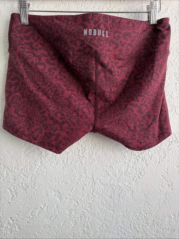 NOBULL Burgundy Leopard Print Running Shorts - Image 2