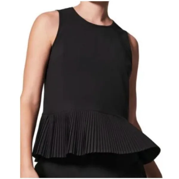Spanx Pleated Hem Tank Top Women Black‎ XS (T1) - Image 2