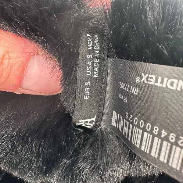 Zara Faux Leather & Fur Winter Hat Small Black Mob Wives‎ Goth Luxury Old Money - Image 6