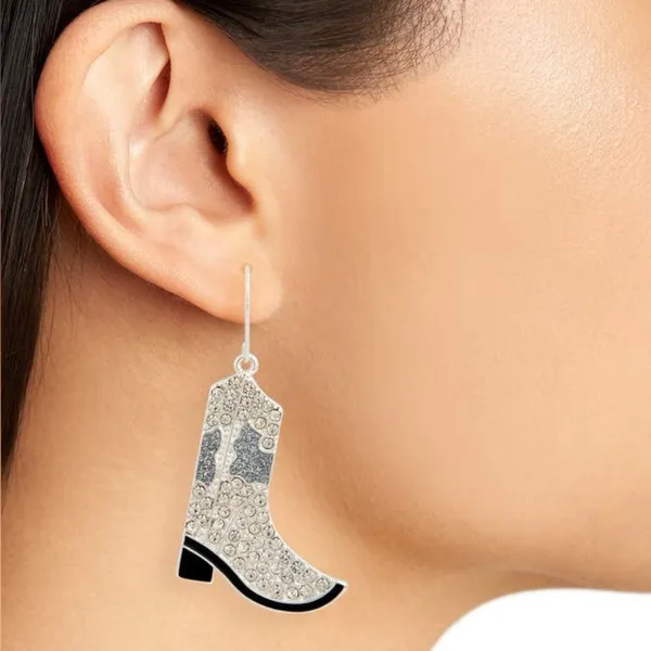 Nordstrom Leith Cowboy‎ Boot Drop Earrings - Silver Tone - NWT - Image 2