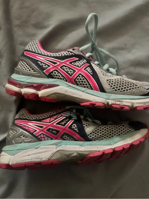ASICS Women's Gray, Pink & Mint Lace-Up Running Shoes - Image 3
