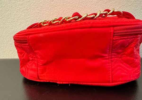 Red Pink Mary Kay makeup bag with gold chain handle #glam #makeup bag New - Image 6